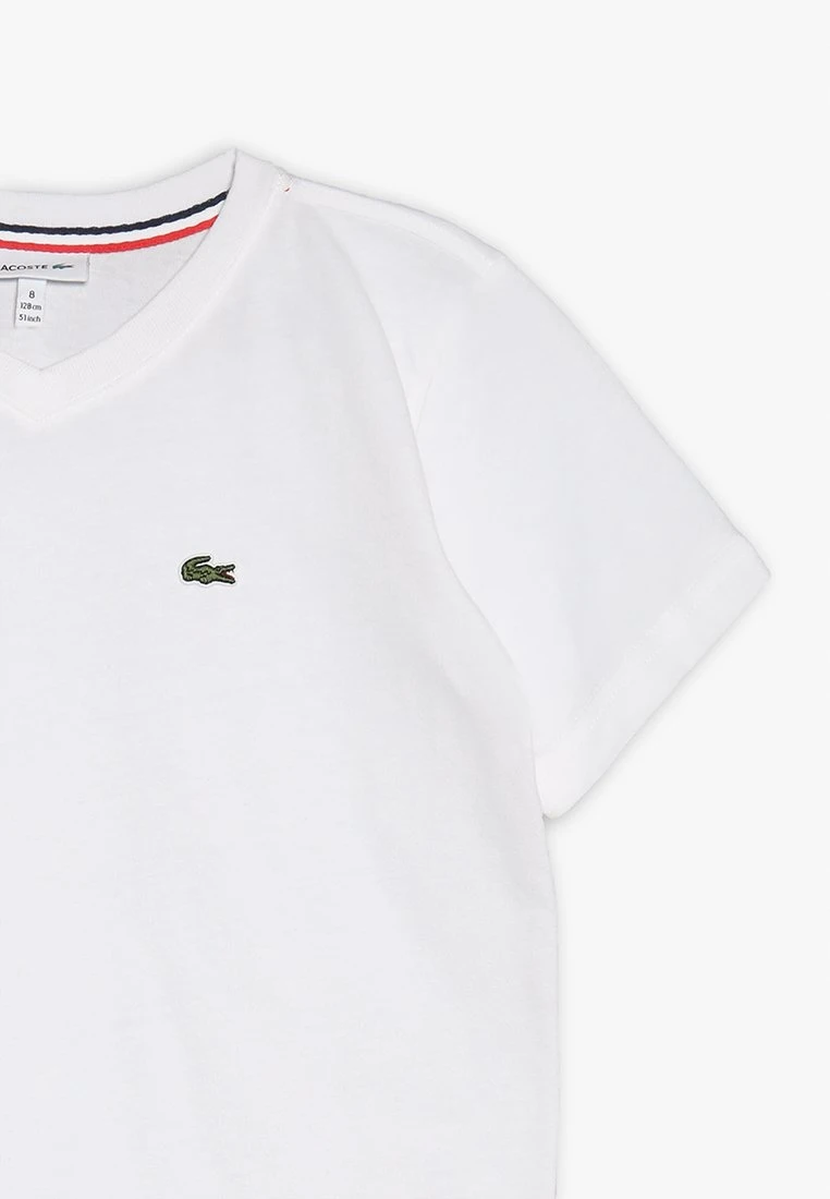 Lacoste Boy V-Neck Tee - T-Shirt Basic - Blanc 4 Lacoste Boy V-Neck Tee - T-Shirt Basic - Blanc - Afbeelding 4