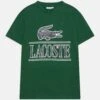 Lacoste Tee Big Croco And Script - T-Shirt Print - Green