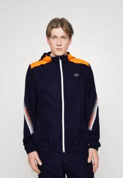 Lacoste Sport Tennis Jacket Tapered - Trainingsvest - Navy Blue/Flashy Orange Flourecend