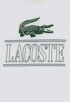 Lacoste Tee Big Croco And Script - T-Shirt Print - White -Lacoste 2e88725c92bc4e2595efe4cf41686a61