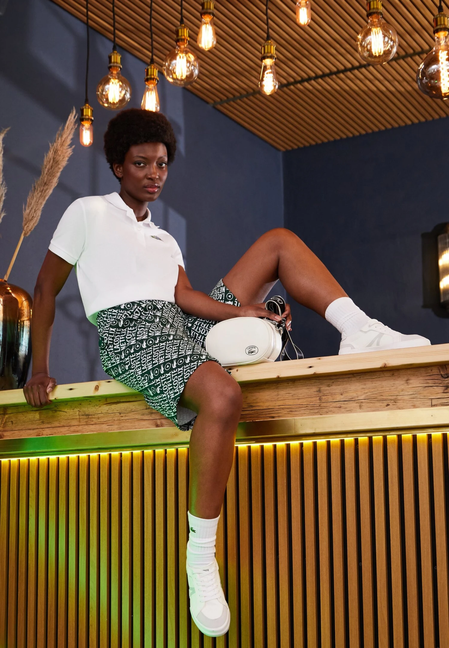 Lacoste X Netflix - Shorts - Green/White 1 Lacoste X Netflix - Shorts - Green/White
