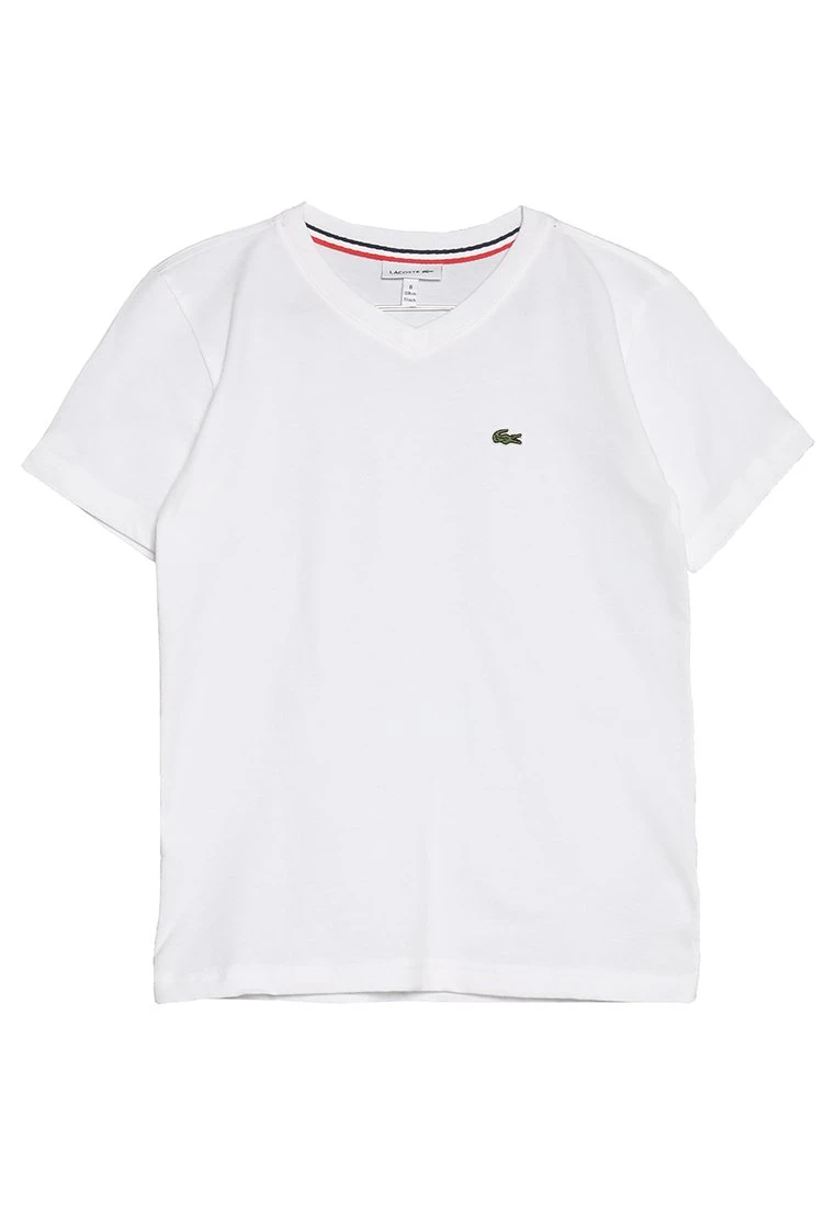 Lacoste Boy V-Neck Tee - T-Shirt Basic - Blanc 3 Lacoste Boy V-Neck Tee - T-Shirt Basic - Blanc - Afbeelding 3