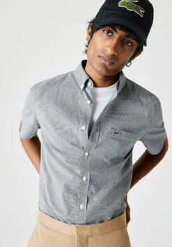 Lacoste Overhemd - Blanc/Bleu Marine -Lacoste 97b2a52bdc994c9cb90f51c81ff83085