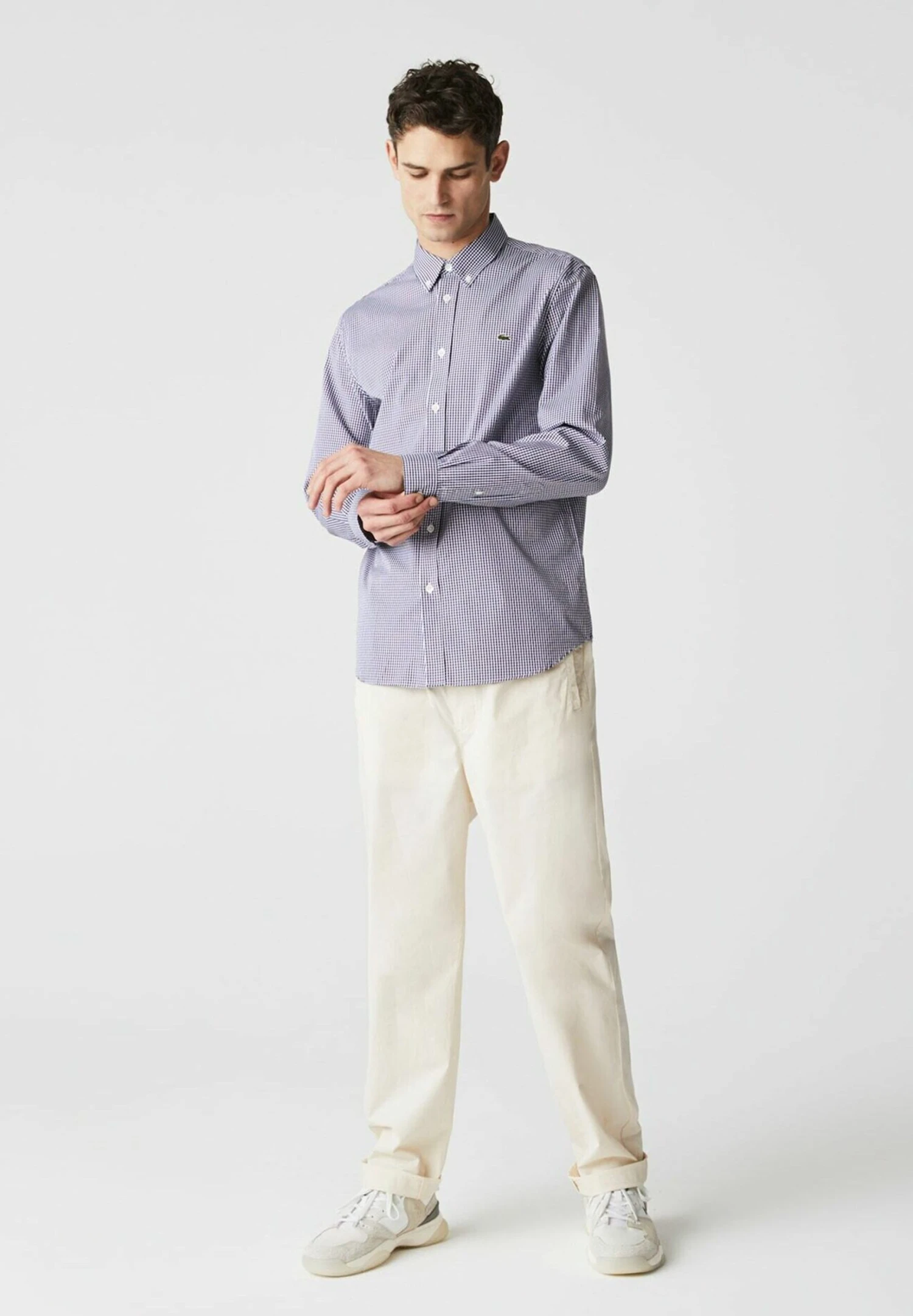 Lacoste - Overhemd - Blanc / Bleu Marine 2 Lacoste - Overhemd - Blanc / Bleu Marine - Afbeelding 2