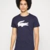 Lacoste Sport Big Logo - Sport T-Shirt - Navy Blue/White