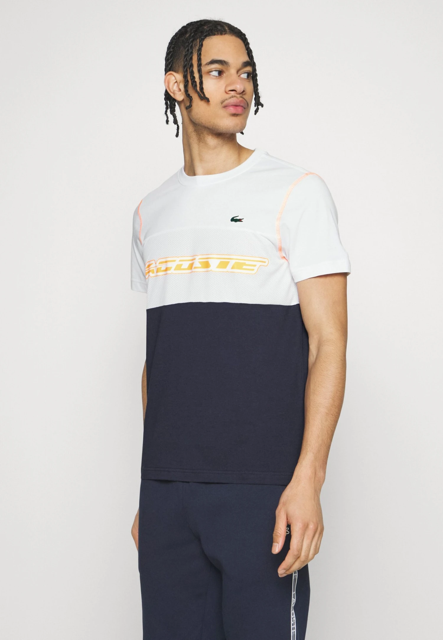 Lacoste Sport Sport T-Shirt - White/Blue Night/Flashy Orange 1 Lacoste Sport Sport T-Shirt - White/Blue Night/Flashy Orange