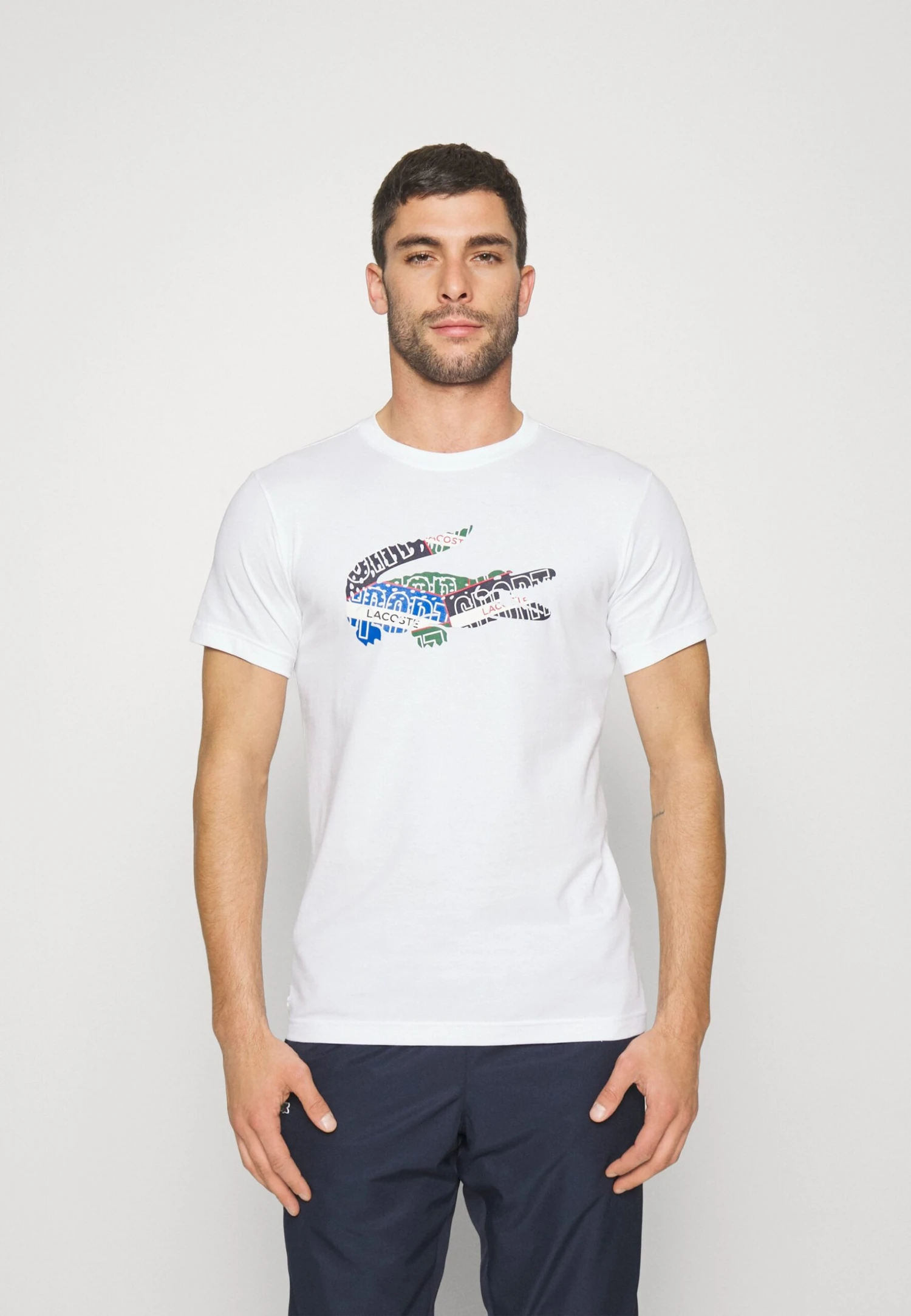 Lacoste Sport Big Logo Multicolored - Sport T-Shirt - White 1 Lacoste Sport Big Logo Multicolored - Sport T-Shirt - White